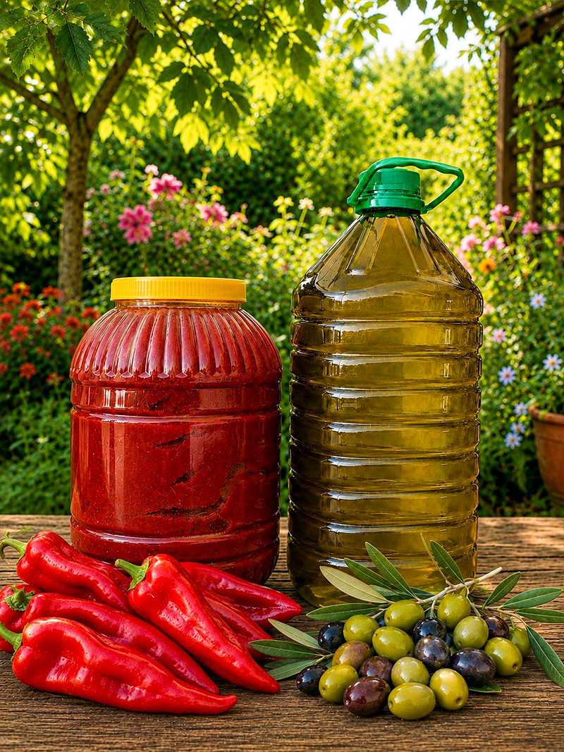 Kaynatma Biber Salçası 5 Kg + Zeytinyağı 5 lt.