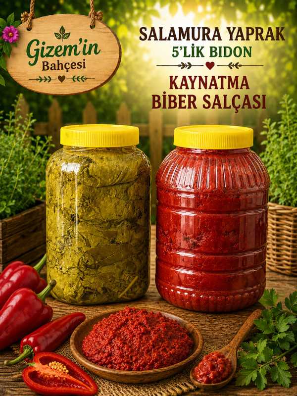 Kaynatma Biber Salçası 5 kg + Salamura Yaprak 5'lik