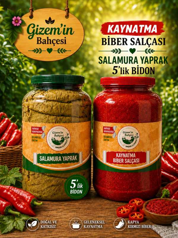 Kaynatma Biber Salçası 5 kg + Salamura Yaprak 5'lik