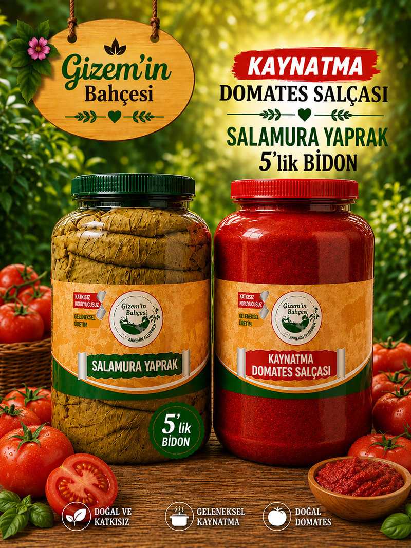 Kaynatma Domates Salçası 5 kg + Salamura Yaprak 5'lik