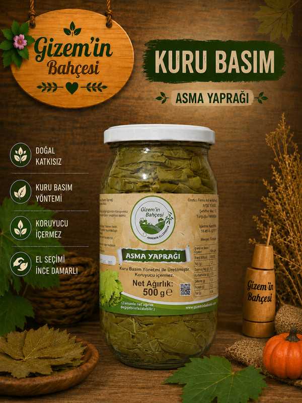 Kuru Basım Asma Yaprak 1'lik Kavanoz