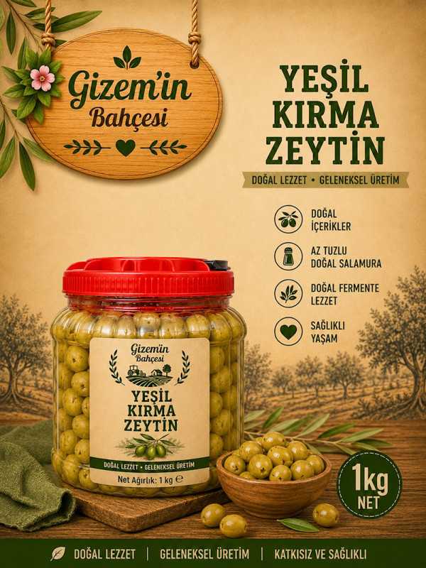 Yeşil Kırma Zeytin 1kg