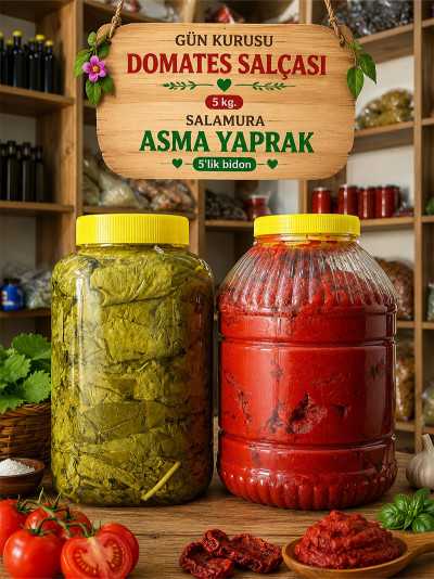 Gün Kurusu Domates Salçası 5 kg + Salamura Yaprak 5'lik